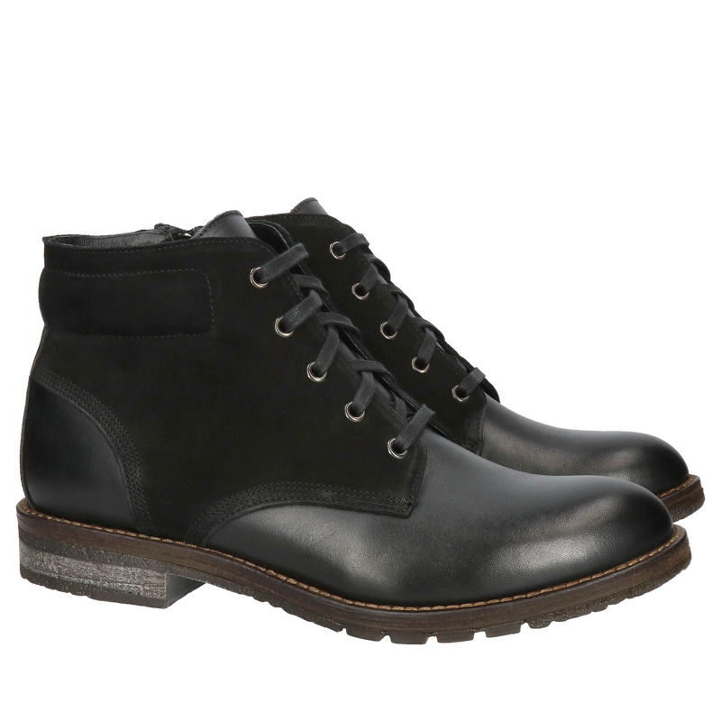 Męskie botki zimowe ocieplane na grubszej podeszwie