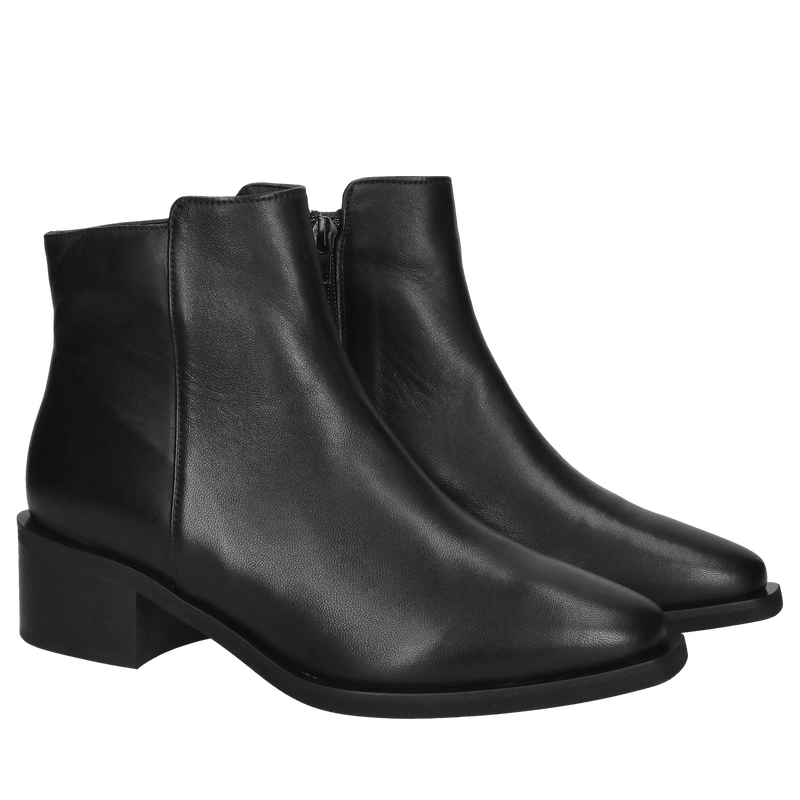 Czarne botki na słupku,  nie ocieplane damskie od polskiego producenta, Konopka Shoes