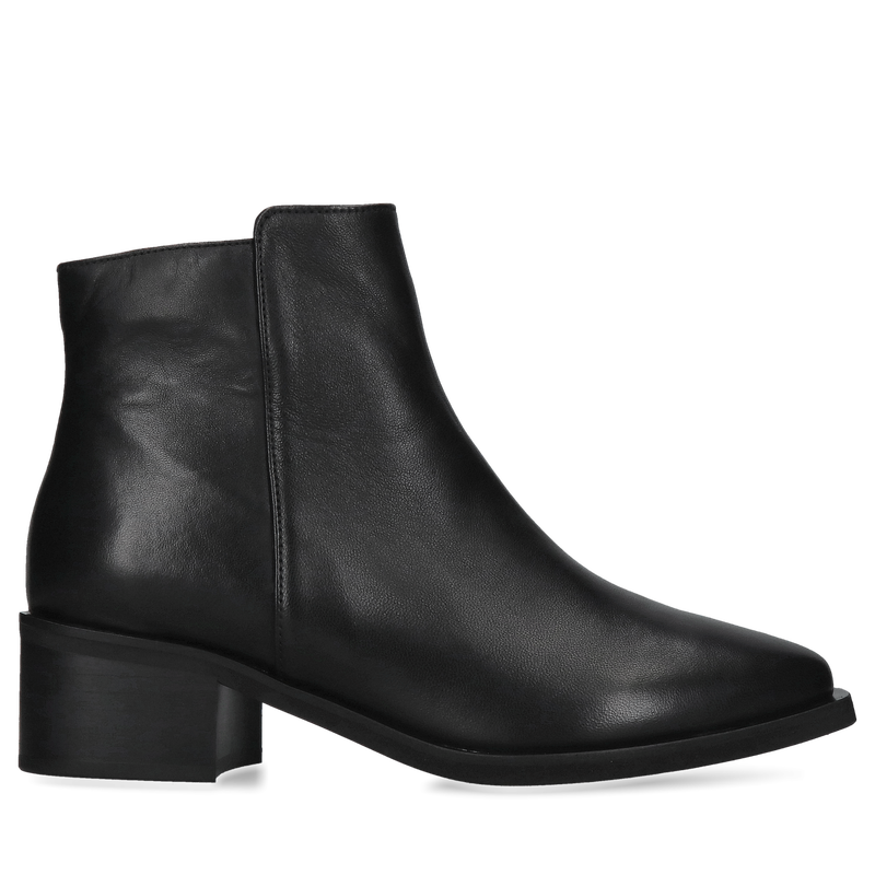 Czarne botki na słupku,  nie ocieplane damskie od polskiego producenta, Konopka Shoes