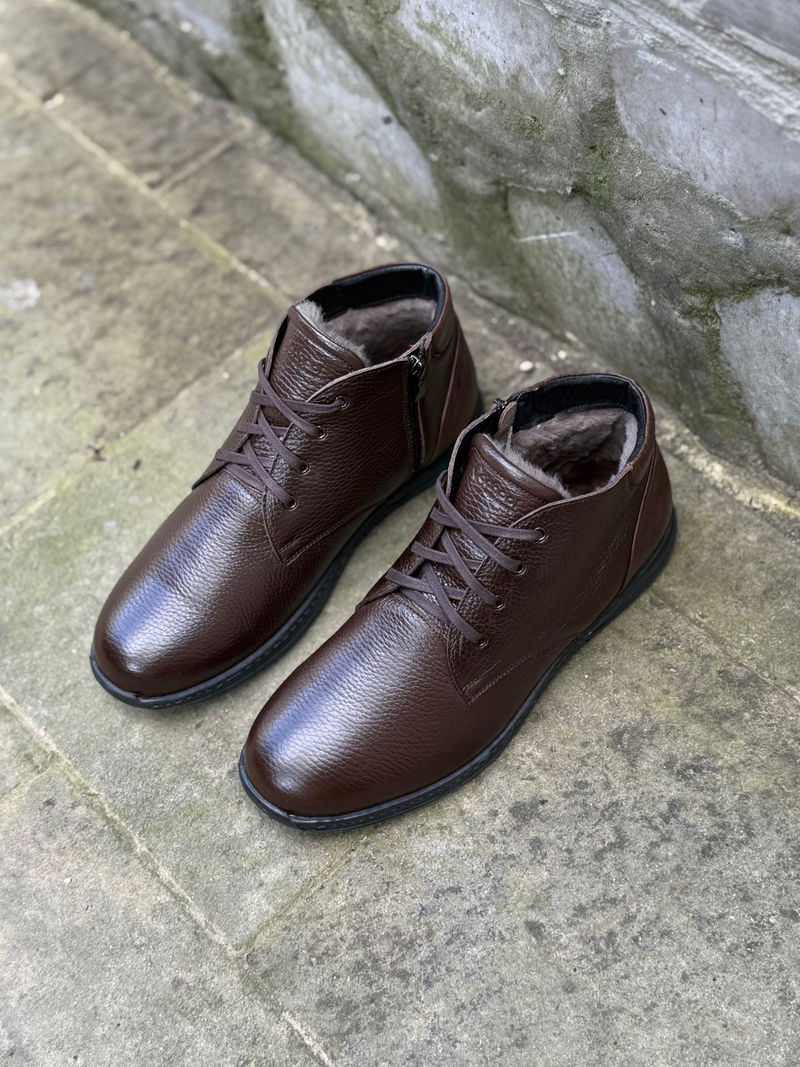 Męski buty zimowe, trzewiki męskie zimowe ocieplane, botki męskie Conhpol sznurowane