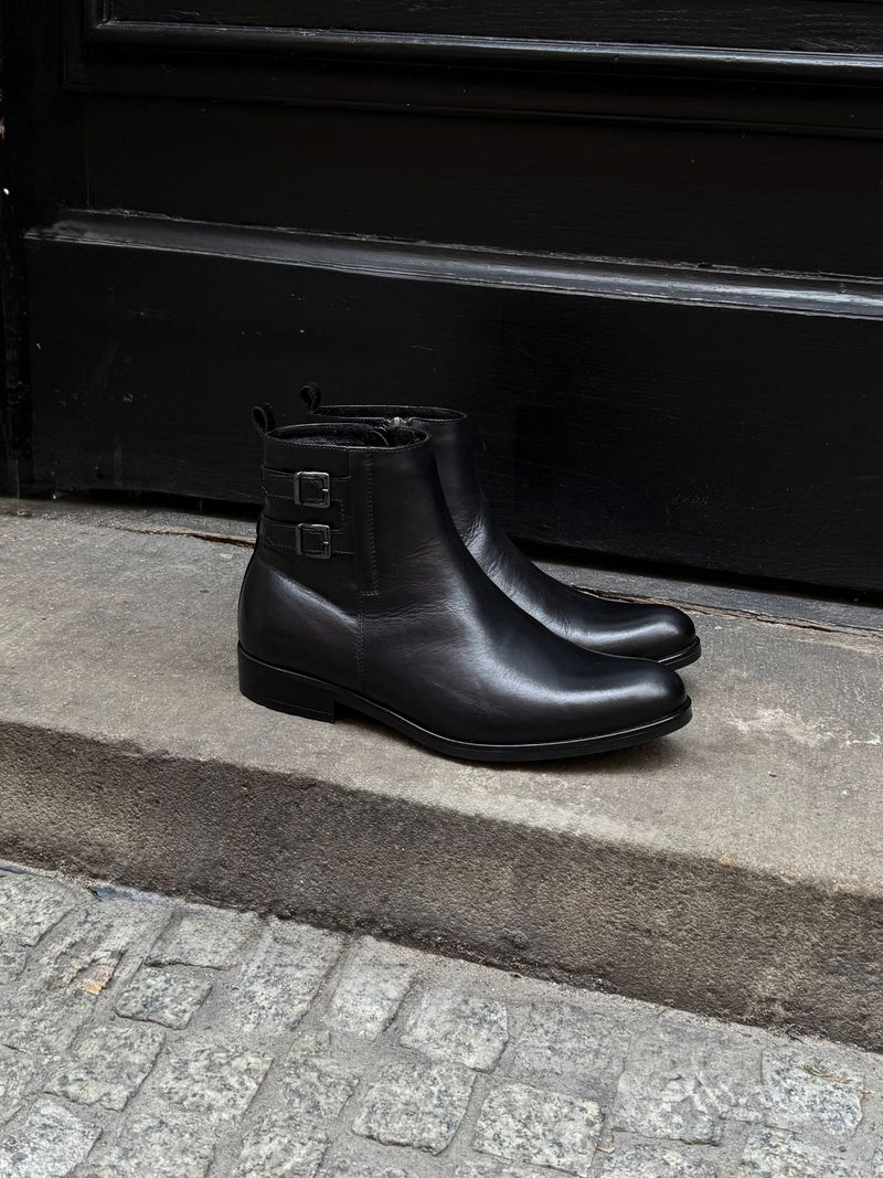 Buty zimowe męskie skórzane, botki męskie ocieplane, trzewiki męskie Conhpol z zamkiem, Konopka Shoes