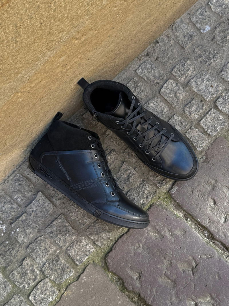 Buty zimowe męskie ocieplane, botki męskie sznurowane, trzewiki męskie Conhpol