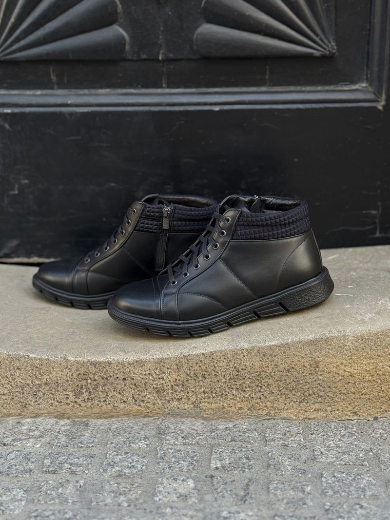 Buty zimowe męskie sportowe ocieplane, trzewiki męskie skórzane Conhpol