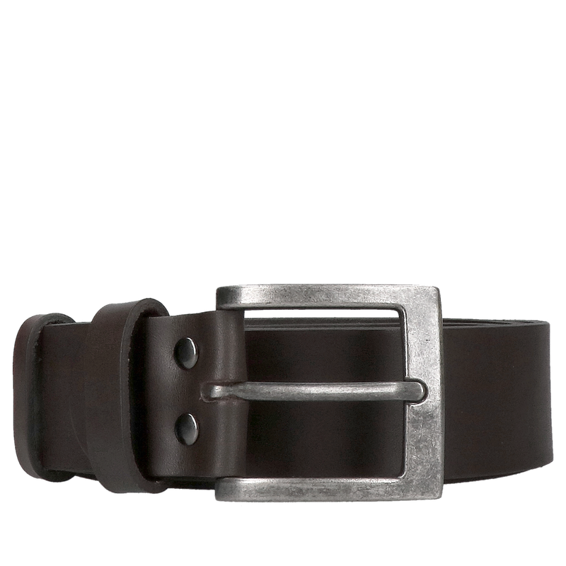 Męski brązowy skórzany pasek z metalową klamrą – klasyka w solidnym wydaniu, Konopka Shoes