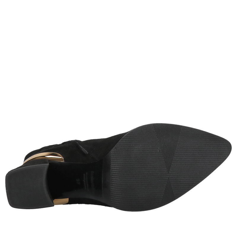 Kozaki czarne zamszowe na wygodnym słupku, komfort i jakość w jednym