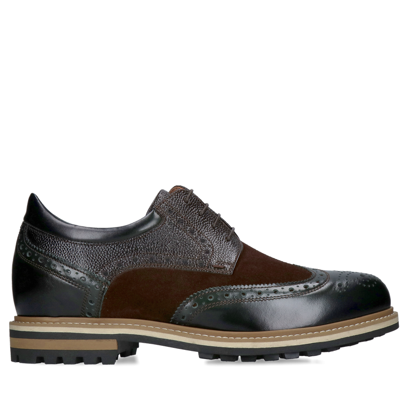 Półbuty casualowe podwyższające dla mężczyzn, buty podwyższajace wygodne ze skóry naturalnej