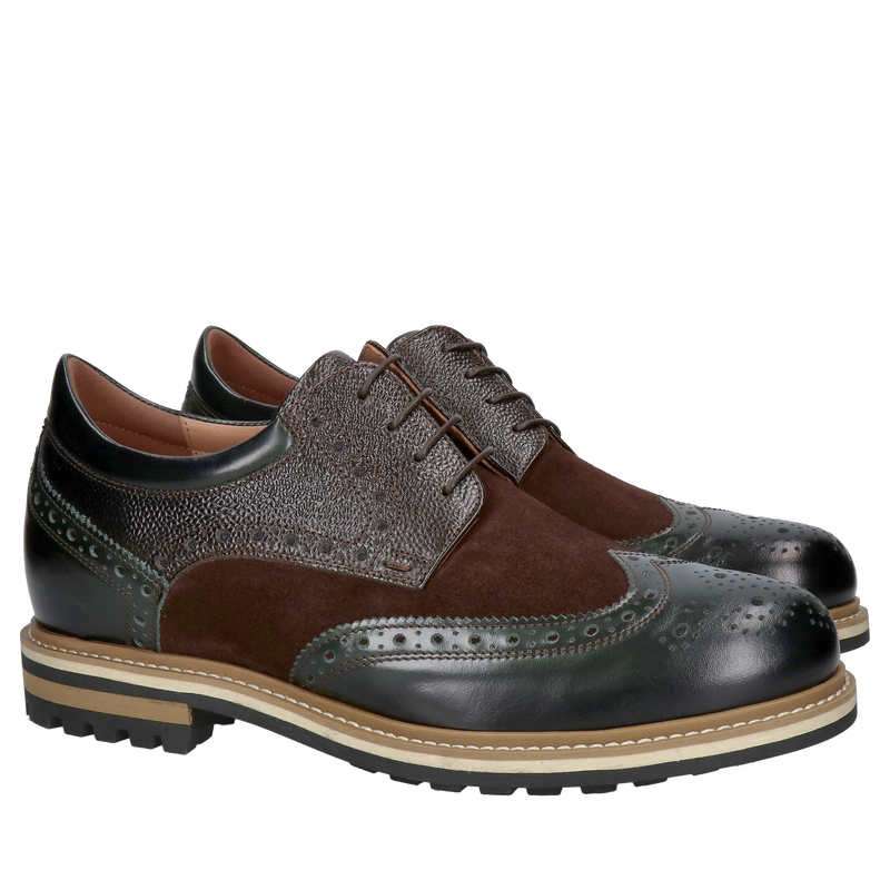 Półbuty casualowe podwyższające dla mężczyzn, buty podwyższajace wygodne ze skóry naturalnej