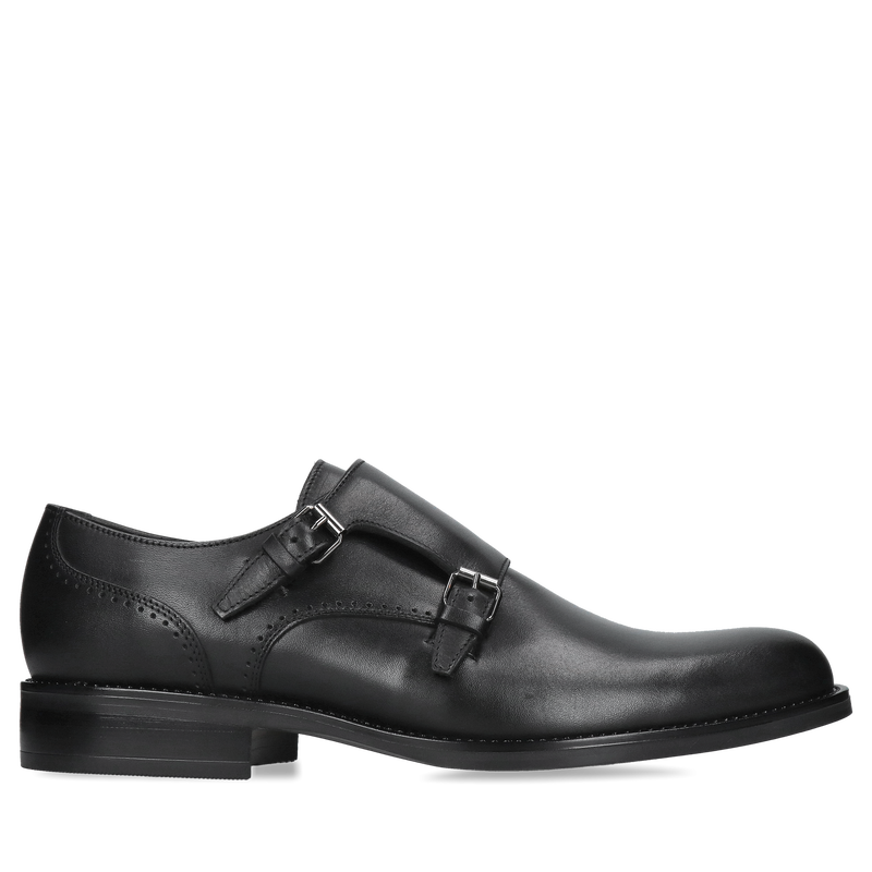 Półbuty męskie, buty z klamrą, wygodne czarne monki od polskiego producenta