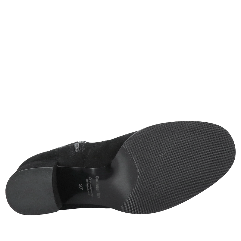 Kozaki zamszowe czarne, kozaki damskie na słupku, komfortowe kozaki ze skóry