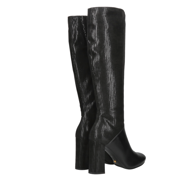 Czarne kozaki damskie na wysokim obcasie, kozaki eleganckie ze skóry z okrągłym przodem