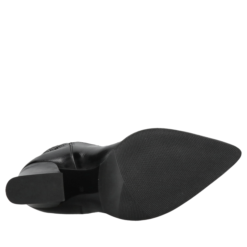 Damskie kowbojki ze skóry licowej, botki do szpica na wygodnym obcasie