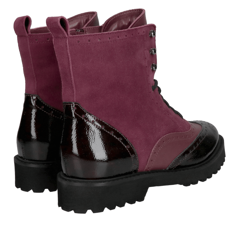 Zamsz botki damskie, bordowe botki sznurowane na lekkiej i wygodnej podeszwie od polskiego producenta