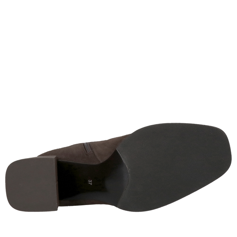 Kozaki zamszowe na słupku, brązowe damskie kozaki ze skóry zamszowej, kozaki w modnym czekoladowym kolorze