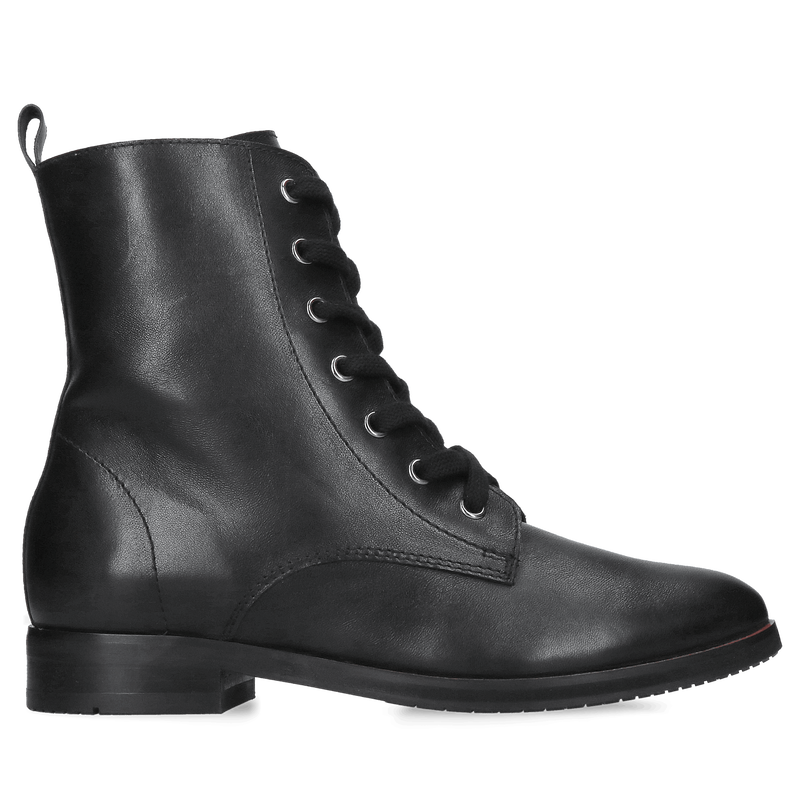 Botki czarne damskie, eleganckie trzewiki sznurowane ze skóry naturalnej od polskiego producenta, Konopka Shoes