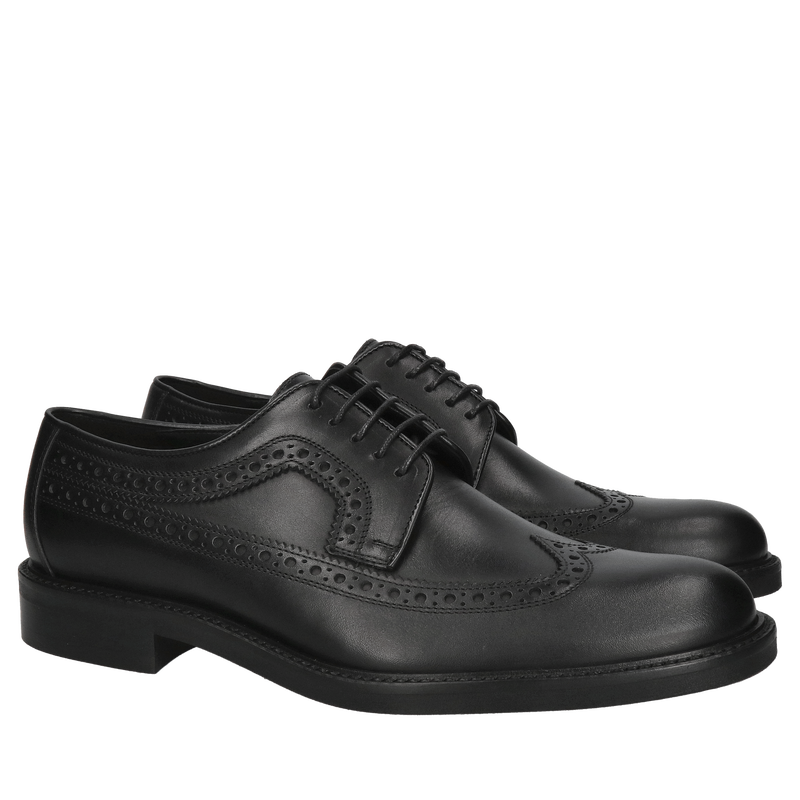 Czarne brogsy męskie ze skóry, męskie półbuty casualowe z wygodną, miękką wkładką