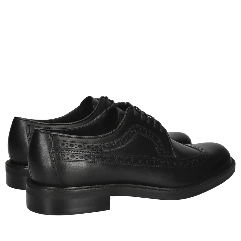 Czarne brogsy męskie ze skóry, męskie półbuty casualowe z wygodną, miękką wkładką