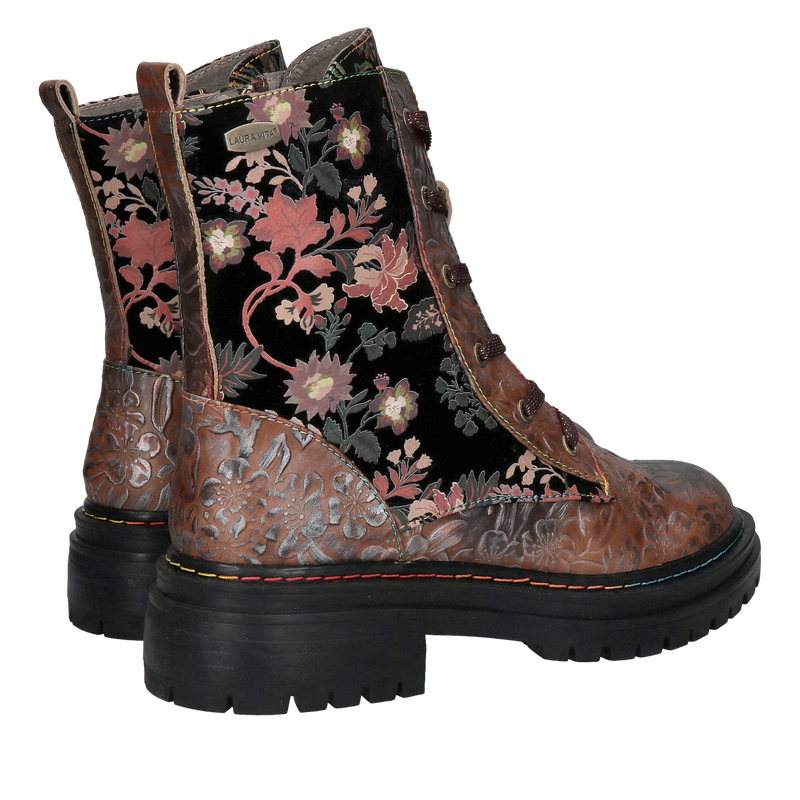 Damskie botki na grubej podeszwie, trzewiki sznurowane ze skóry naturalnej