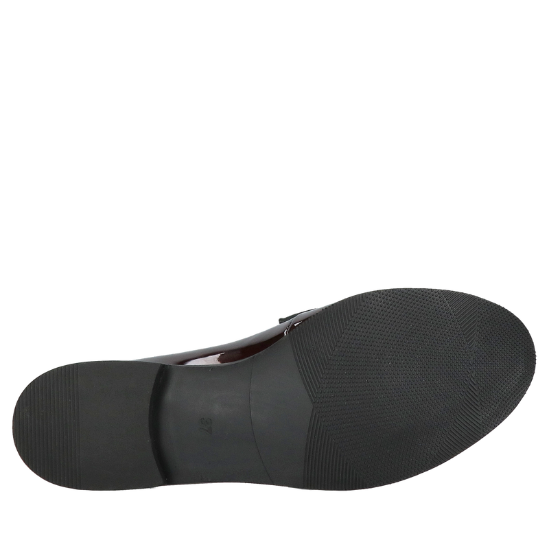 Damskie loafersy w bordowym wydaniu, skórzane mokasyny damskie