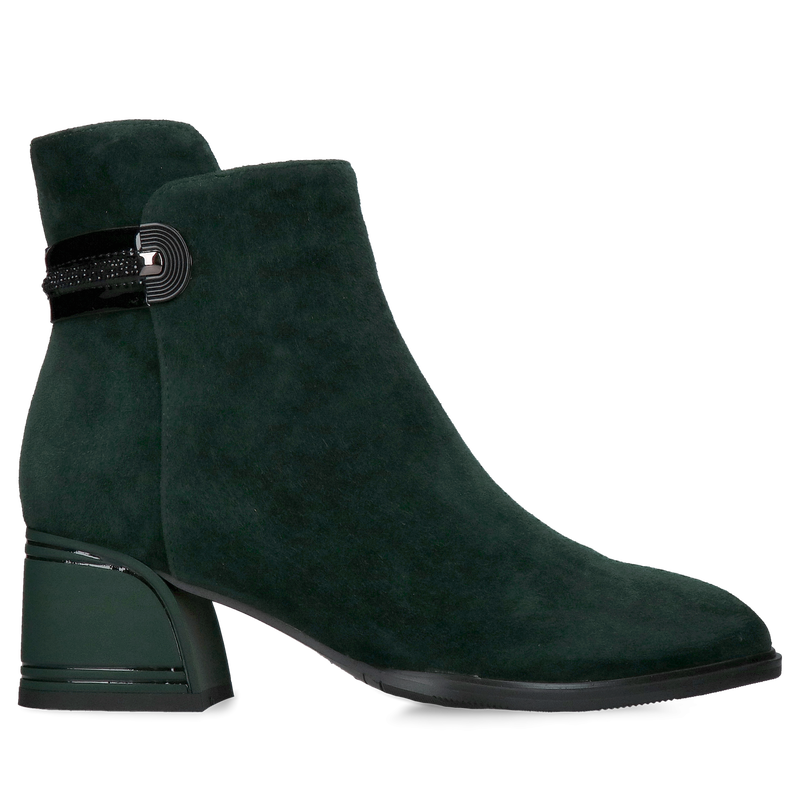 Botki damskie skórzane Loretta Vitale – eleganckie botki zamszowe damskie ocieplane, na słupku