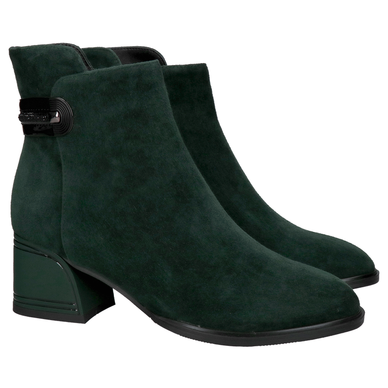 Botki damskie skórzane Loretta Vitale – eleganckie botki zamszowe damskie ocieplane, na słupku