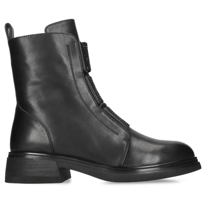 Wygodne botki damskie ze skóry, ozdobne gumy zamiast sznurowadeł, trzewiki damskie na zimę