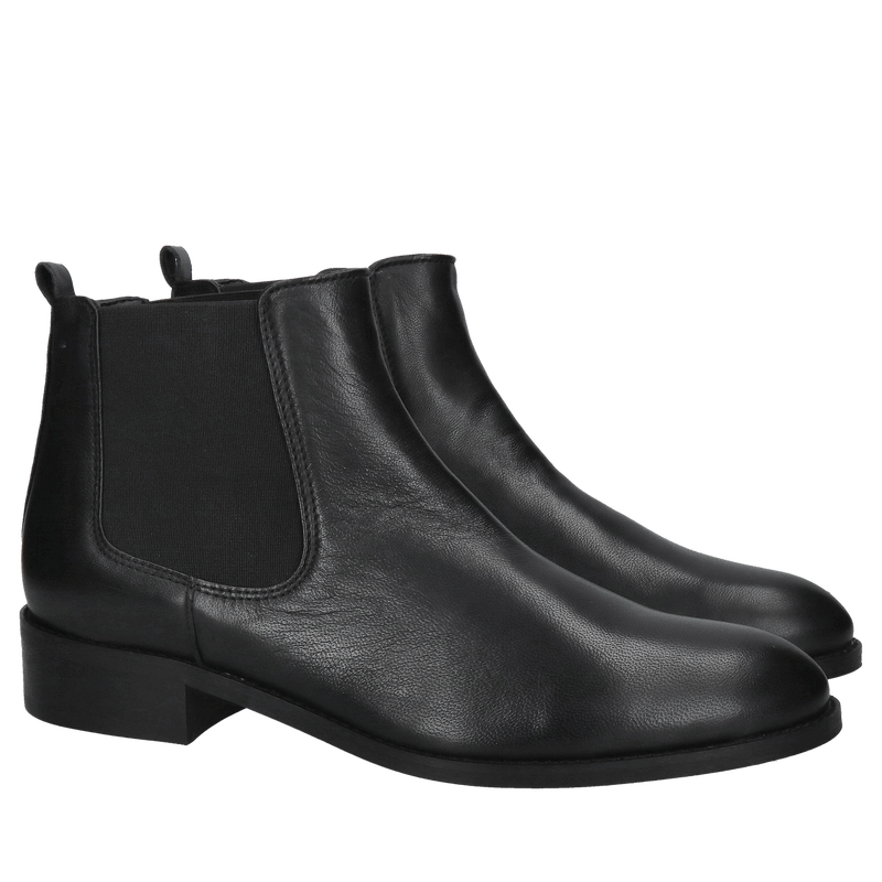 Damskie sztyblety czarne, klasyczne wsuwane botki z gumami