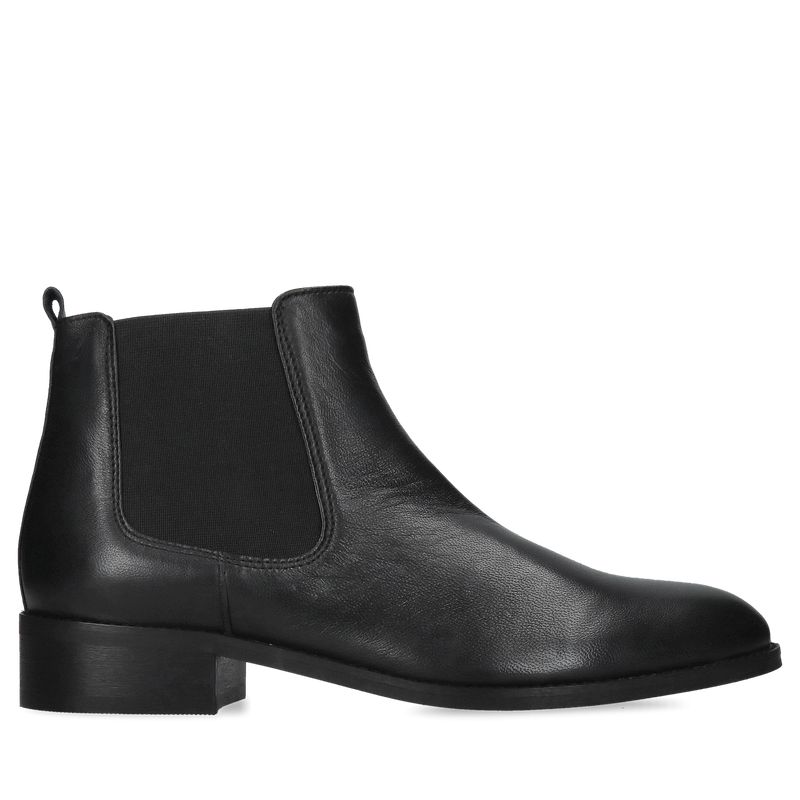 Damskie sztyblety czarne, klasyczne wsuwane botki z gumami