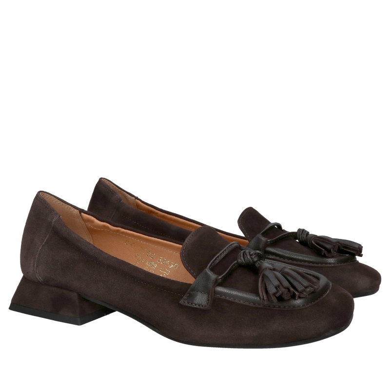 Wygodne buty na jesień damskie, półbuty damskie brązowe, modne czekoladowe loafersy