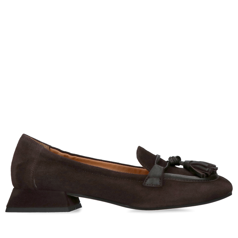 Wygodne buty na jesień damskie, półbuty damskie brązowe, modne czekoladowe loafersy