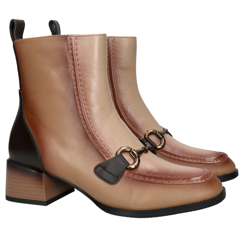 Botki damskie na klocku, brązowe botki eleganckie, klasa i styl w jednym