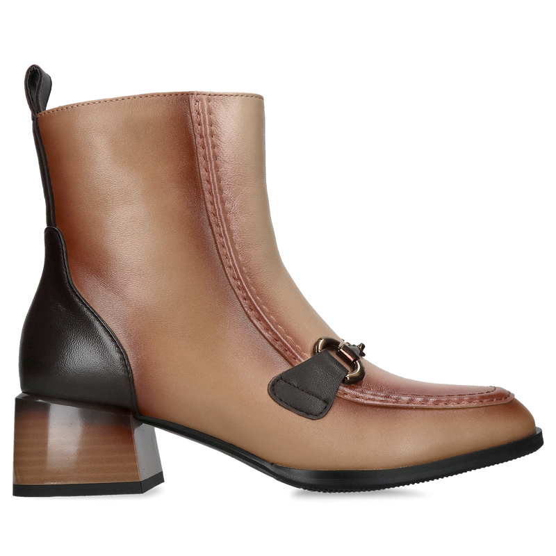 Botki damskie na klocku, brązowe botki eleganckie, klasa i styl w jednym