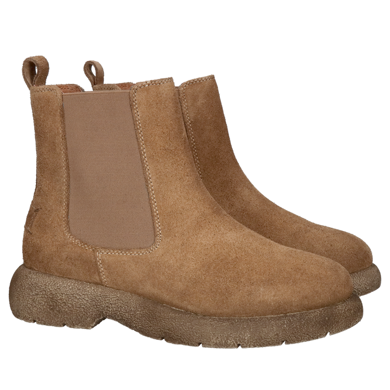 Sztyblety damskie skórzane, botki brązowe zamsz, wygodne botki z gumami