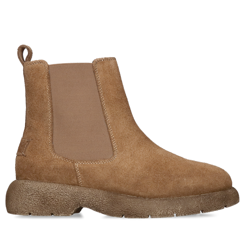 Sztyblety damskie skórzane, botki brązowe zamsz, wygodne botki z gumami