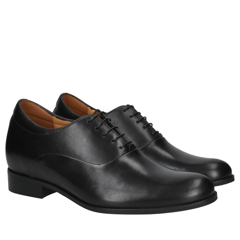 Eleganckie buty podwyższające, męskie buty podwyższane ze skóry licowej, półbuty męskie oxford do garnituru, Conhpol,