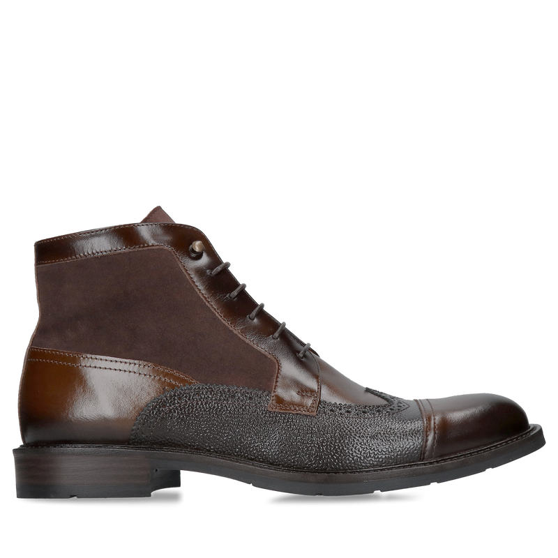 Męskie trzewiki nieocieplane, brązowe botki męskie całoroczne, modne buty męskie,  Konopka Shoes