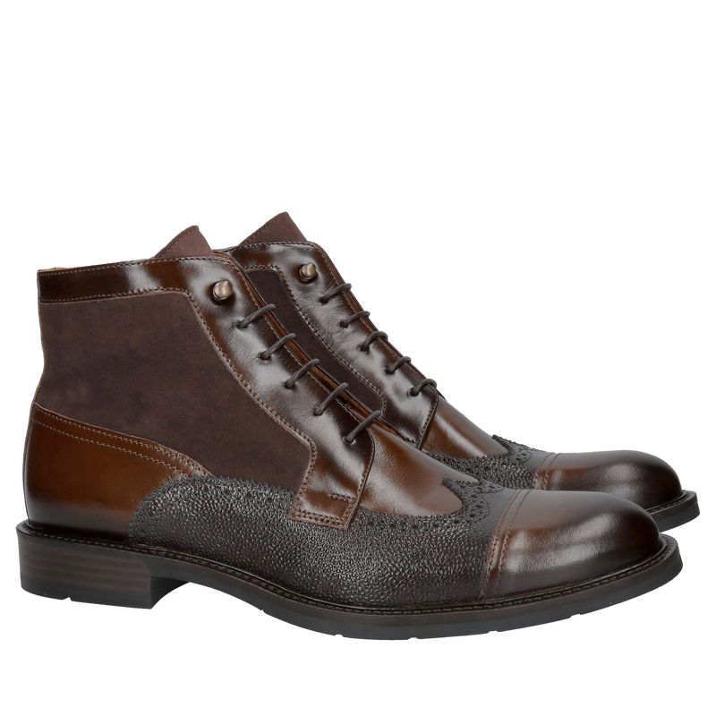 Męskie trzewiki nieocieplane, brązowe botki męskie całoroczne, modne buty męskie,  Konopka Shoes