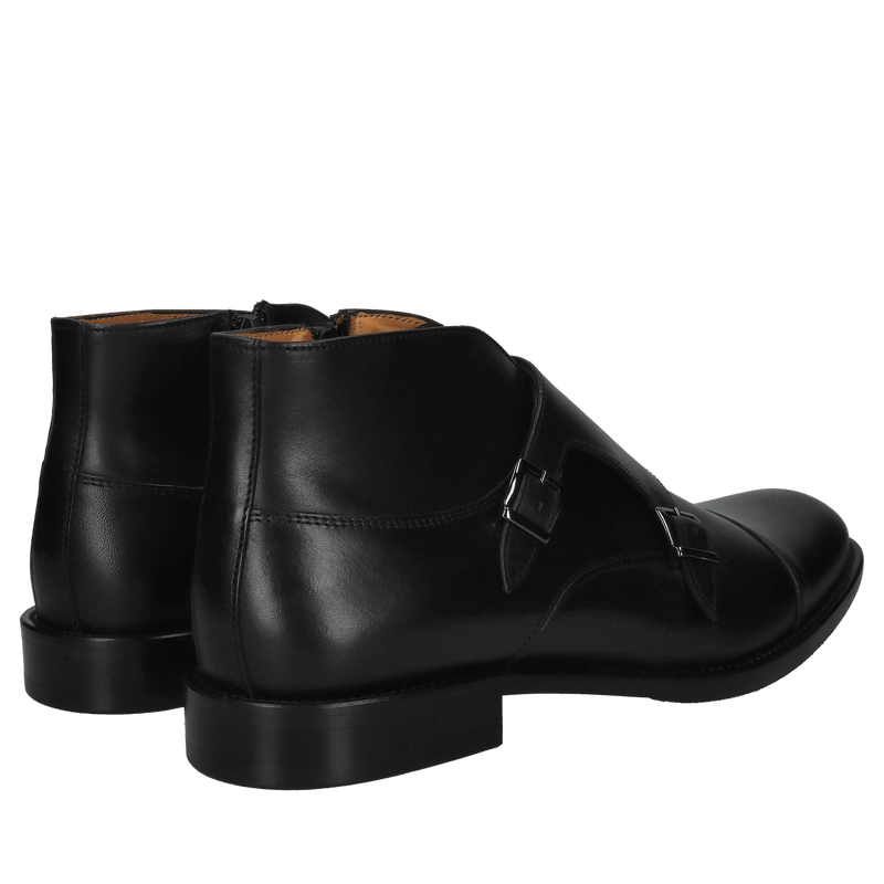 Męskie czarne botki typu monk, trzewiki męskie całoroczne nieocieplane, polski producent obuwia