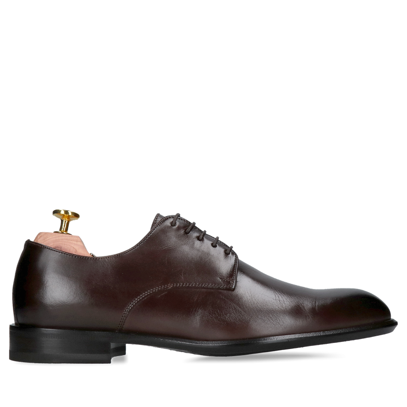 Męskie półbuty premium, brązowe eleganckie buty do garnituru na skórzanej podeszwie, Konopka Shoes