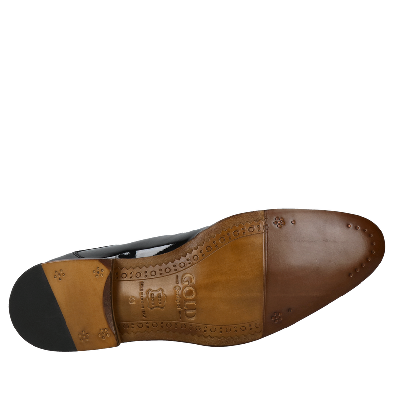 Buty męskie premium, lakierki męskie na skórzanej podeszwie, półbuty męskie na skórze, kolekcja premium Conhpol Gold