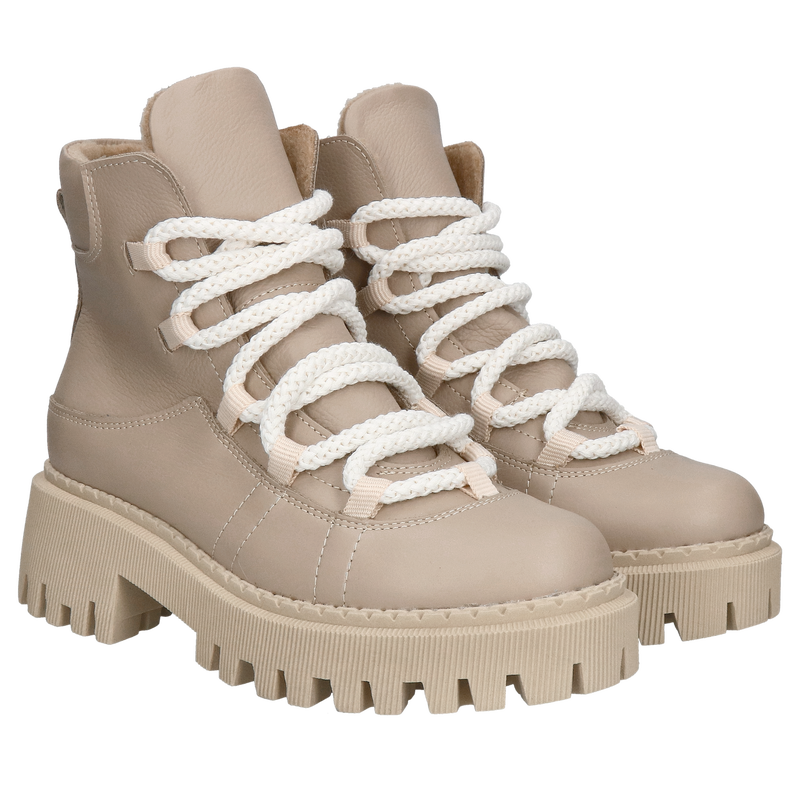 Damskie beżowe śniegowce, zimowe buty damskie śniegowce na grubej podeszwie