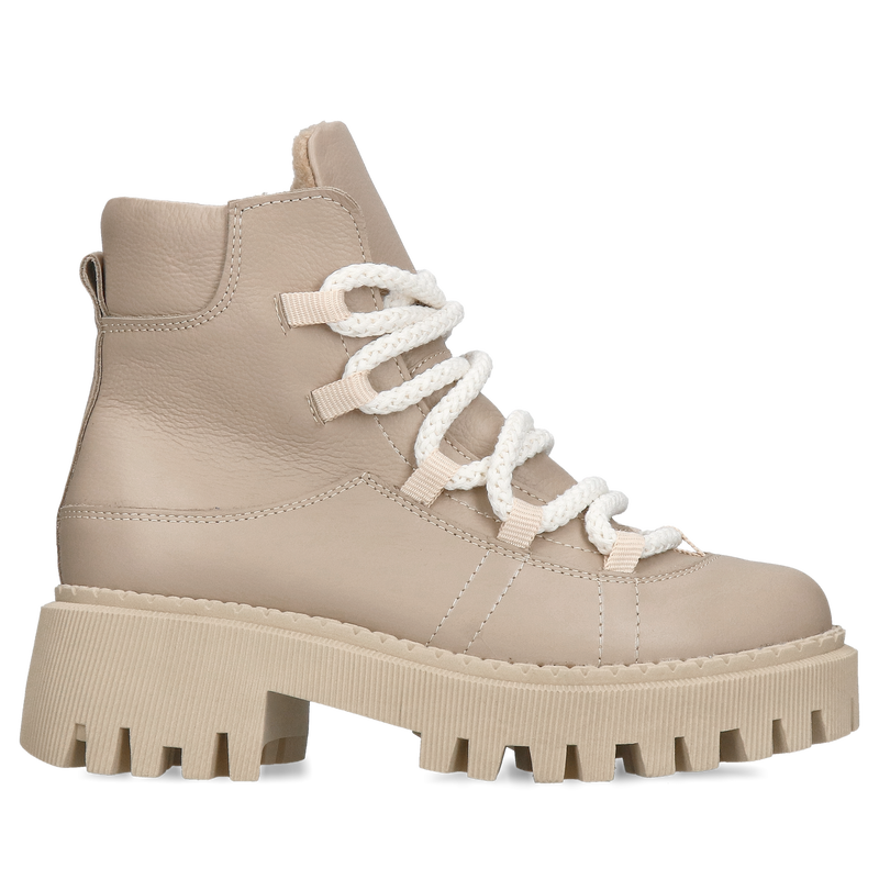 Damskie beżowe śniegowce, zimowe buty damskie śniegowce na grubej podeszwie