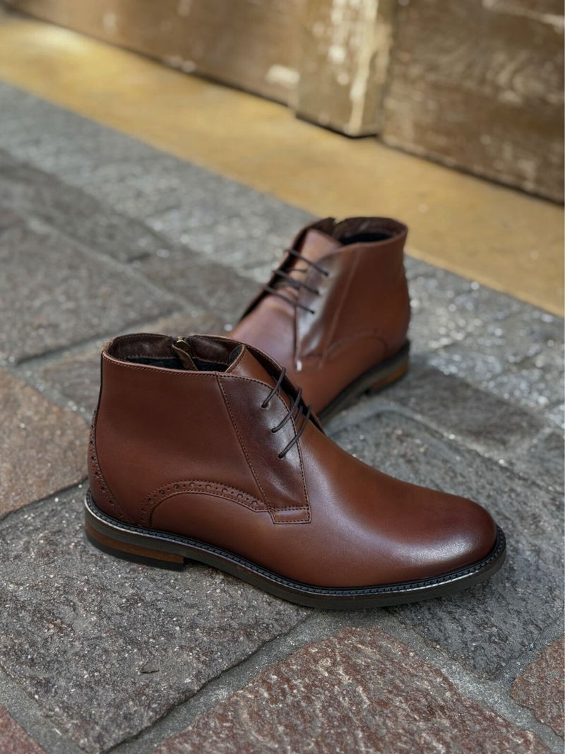 Brązowe botki podwyższające, buty podwyższane na zimę ocieplane, wysoka jakość wykonania polski producent Conhpol