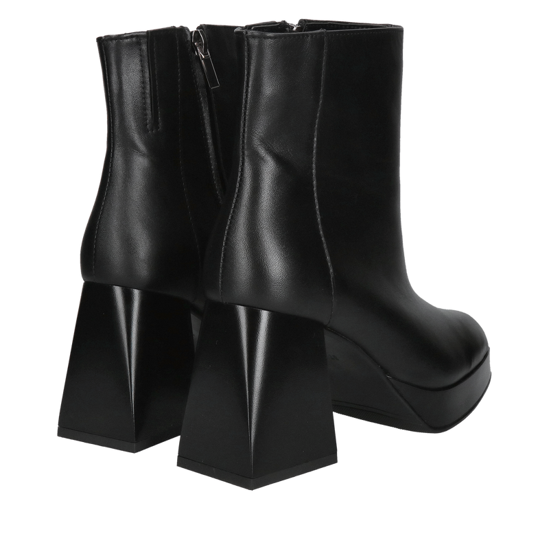 Modowe botki damskie na grubym obcasie, eleganckie botki ze skóry licowej