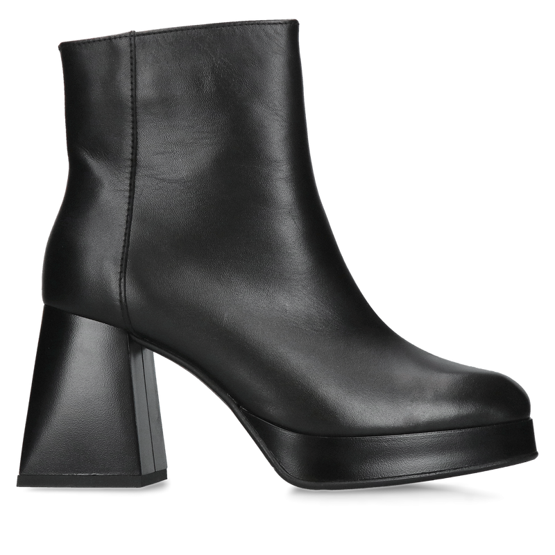 Modowe botki damskie na grubym obcasie, eleganckie botki ze skóry licowej