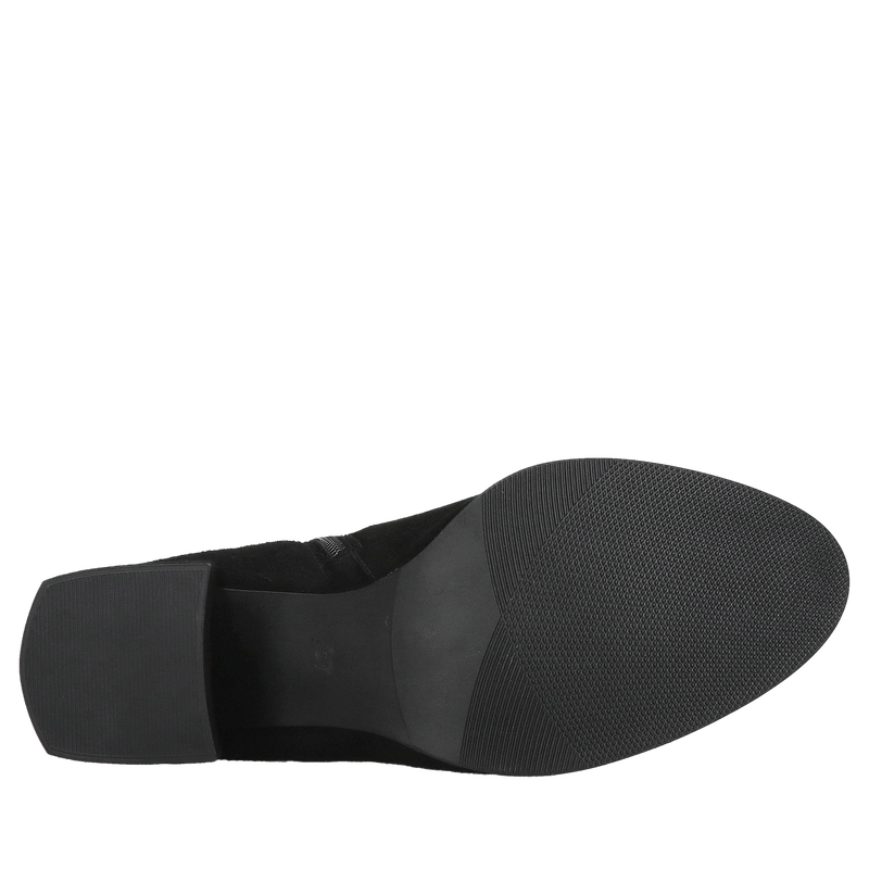 Eleganckie botki wysokie na niskim obcasie, zamszowe botki damskie ze skóry, sztyblety zamszowe na obcasie