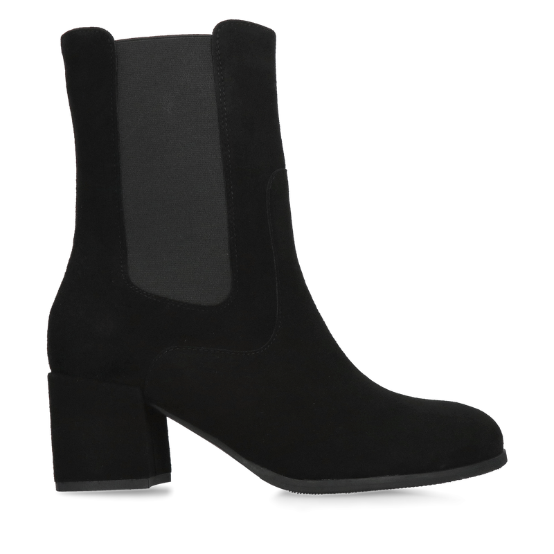 Eleganckie botki wysokie na niskim obcasie, zamszowe botki damskie ze skóry, sztyblety zamszowe na obcasie