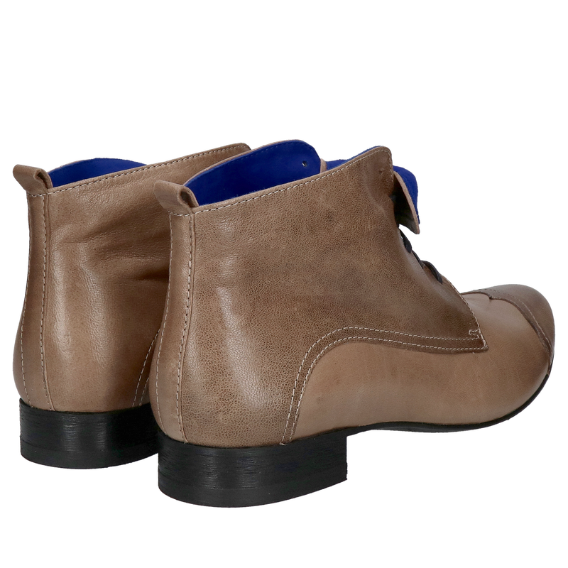 Niskie botki nie ocieplane ze skóry z ozdobnym wykończeniem zamszowej skóry w kolorze kobaltu