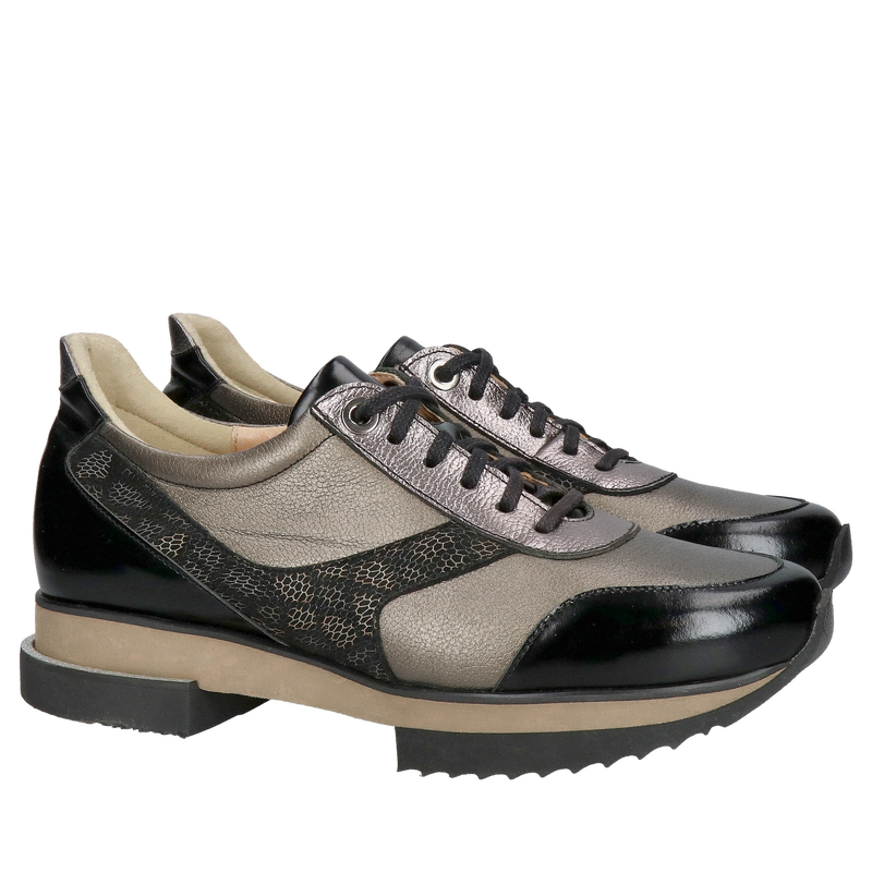 Damskie sneakersy czarne, sportowe damskie buty lekkie, miękkie i wygodne ze skóry