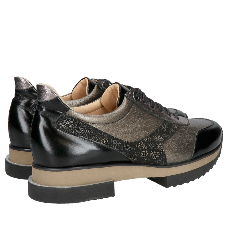 Damskie sneakersy czarne, sportowe damskie buty lekkie, miękkie i wygodne ze skóry