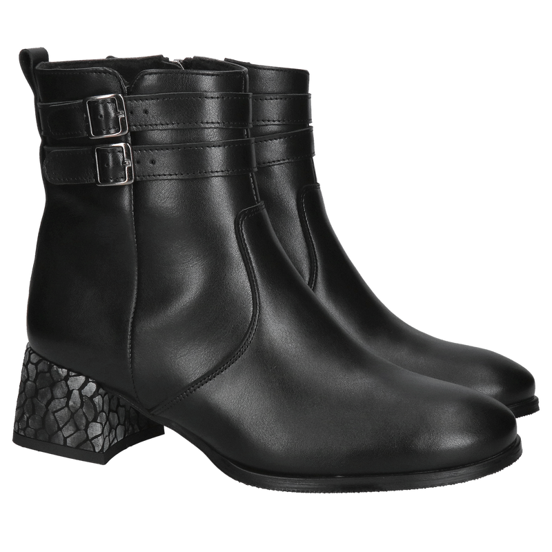 Botki damskie ze skóry, elegancki botek damski na klocku, wygodne buty na jesień, Konopka shoes